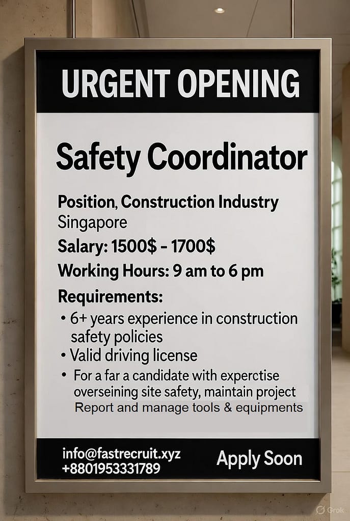 Safety Coordinator job - Singapore