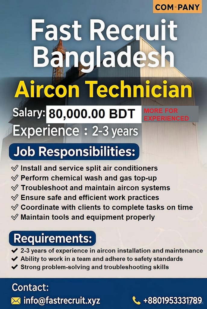 Aircon Technician job -Singapore